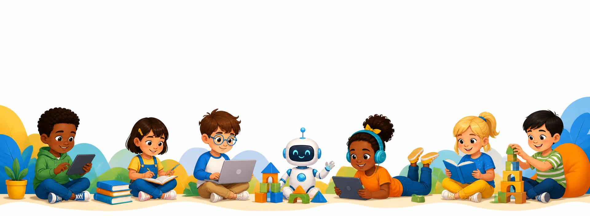 Kinderen die leren, lezen en bouwen met technologie